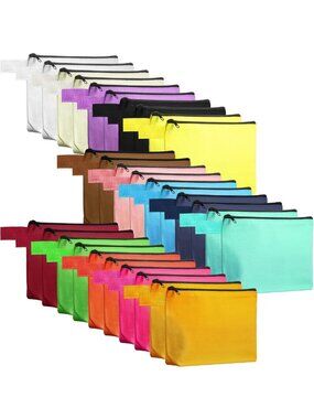 Classic Canvas Makeup Bag - 7.5 x 5 x 1.8 Inch, Set of 15 for Travel & Storage